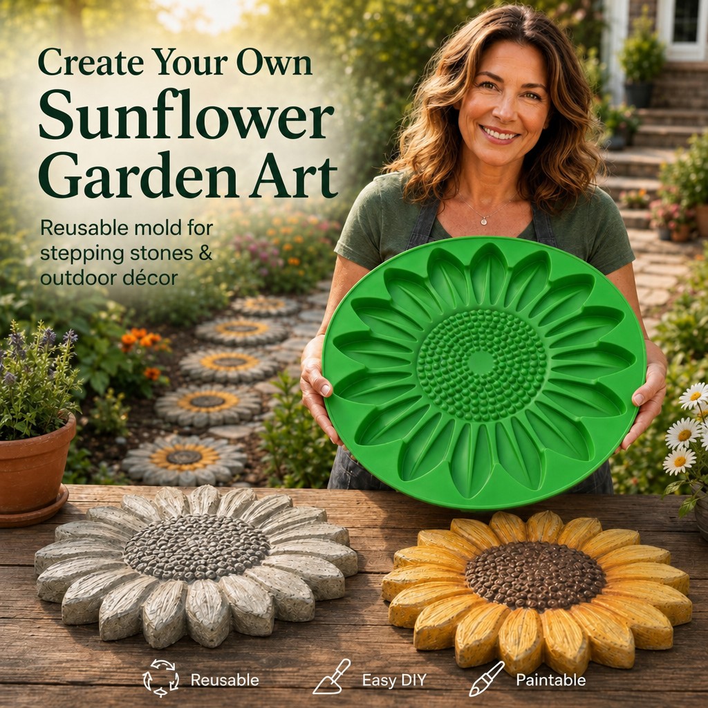 Gardening Tools Usa - 해바라기 테라스 석재 몰드 세트, 콘크리트