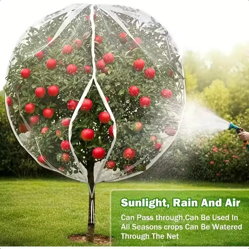 Garden Netting Cover - 끈과 지퍼가 있는 과일나무 보호망, 새와