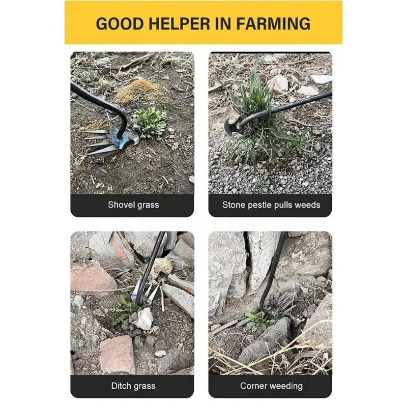 Gardening Hand Tools Yard - 4개의 톱니가 있는 망간강 제초기(손잡이 포함)