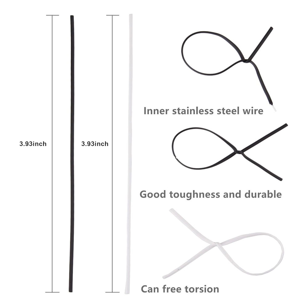 100Pcs BK WH Oblate 철 와이어 트위스트 - Garden Wire Twist Tie 리뷰 및 가격