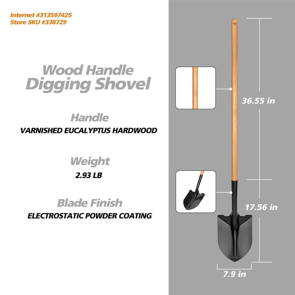 헤비 듀티 탄소강 정원용 삽 43인치 길이의 원목 손잡 - Gardening Hand Tools Yard 리뷰 및 가격